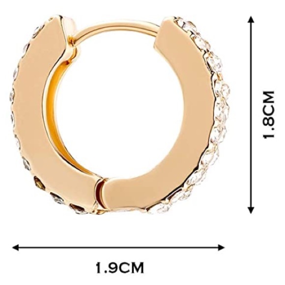 :: Dainty Pave Hoop Gold+Rhinestone Shimmer Hoops Huggies✨💫 - Picture 5 of 5